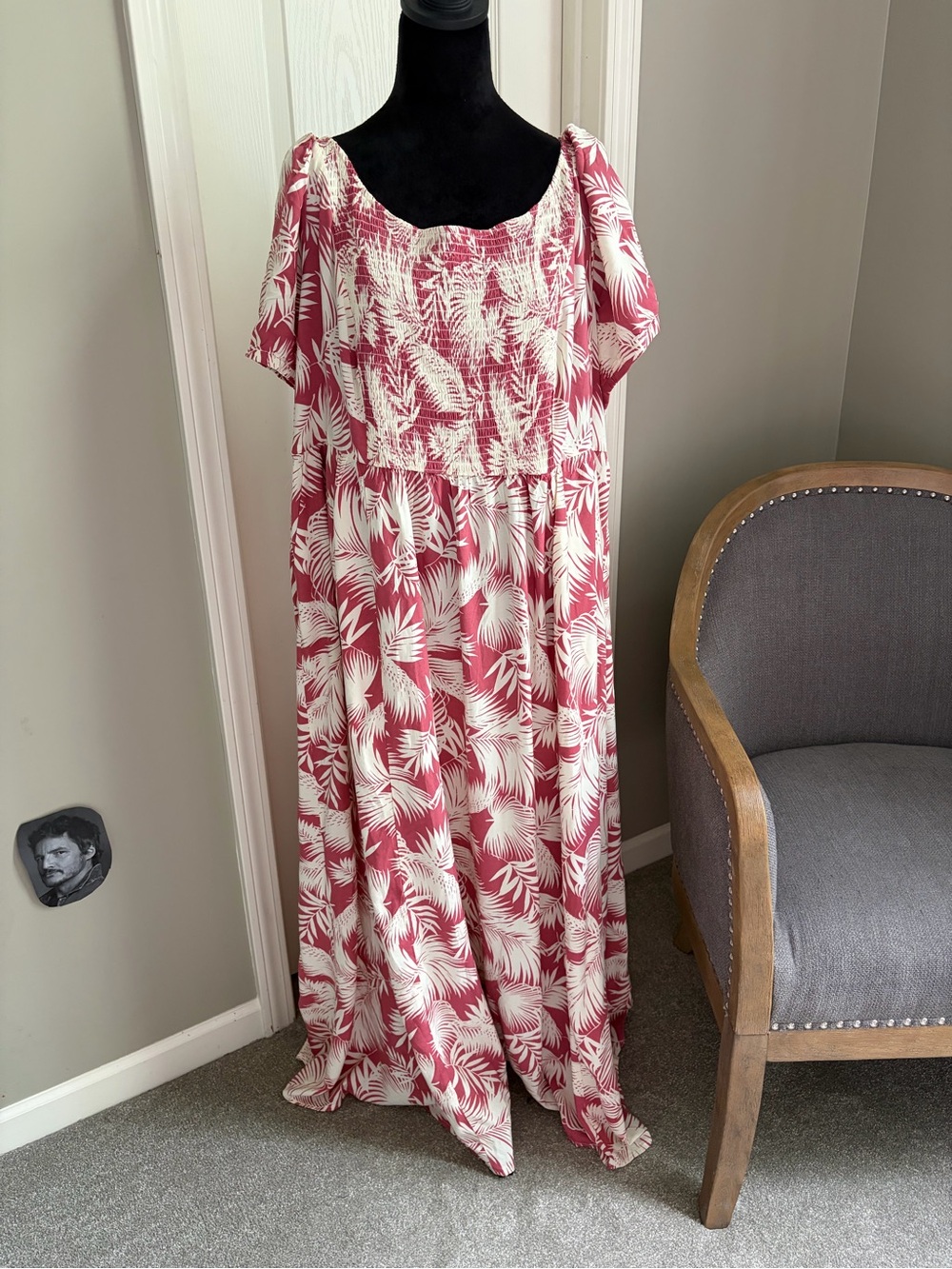 torrid Cream and Rose-Red Printed Dress
